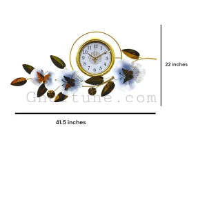 Best Quality Floral Metal Wall Clock showing dimensions: 41.5 inches long and 22 inches high.