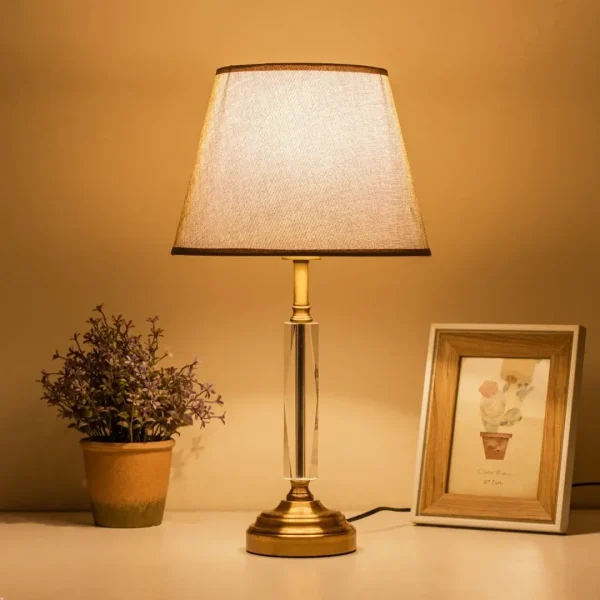 Modern luxury table lamp decor setup on white desk for bedroom or living room