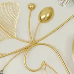 Decorative Metal Made Body Golden, Green and Silver Color Gingko Leaf Design Wall Clock