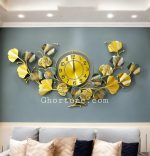 Elegant Golden Ginkgo Leaf Wall Clock | GhorTune™ Lifestyle Decor