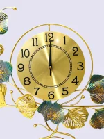 Elegant Golden Ginkgo Leaf Wall Clock | GhorTune™ Lifestyle Decor