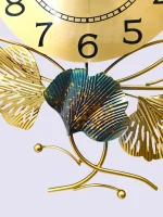 Elegant Golden Ginkgo Leaf Wall Clock | GhorTune™ Lifestyle Decor