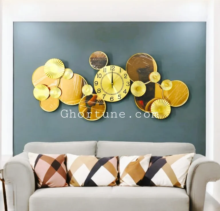 Metal Body Golden and Chocolate Color Reflective Mirror-like Stainless Steel Design Wall Clock