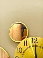 Metal Body Golden and Chocolate Color Reflective Mirror-like Stainless Steel Design Wall Clock