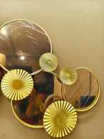 Metal Body Golden and Chocolate Color Reflective Mirror-like Stainless Steel Design Wall Clock