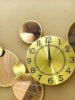 Metal Body Golden and Chocolate Color Reflective Mirror-like Stainless Steel Design Wall Clock